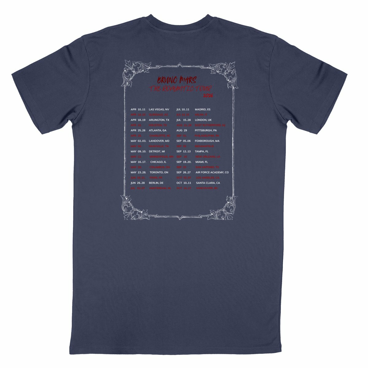 T-Shirt Romantic Tour (dark version) - dos_bleumarine